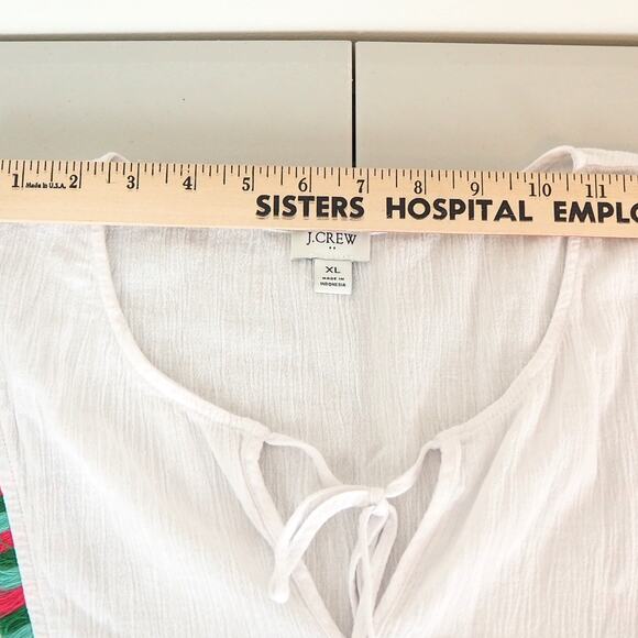 J Crew Women's XL Top Boho BeachTunic Cover-Up Layering White Tassels Fringe - Picture 4 of 9